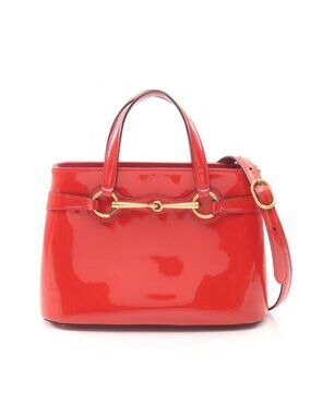 Gucci Handbag Horsebit 2-Way Red Patent Leather